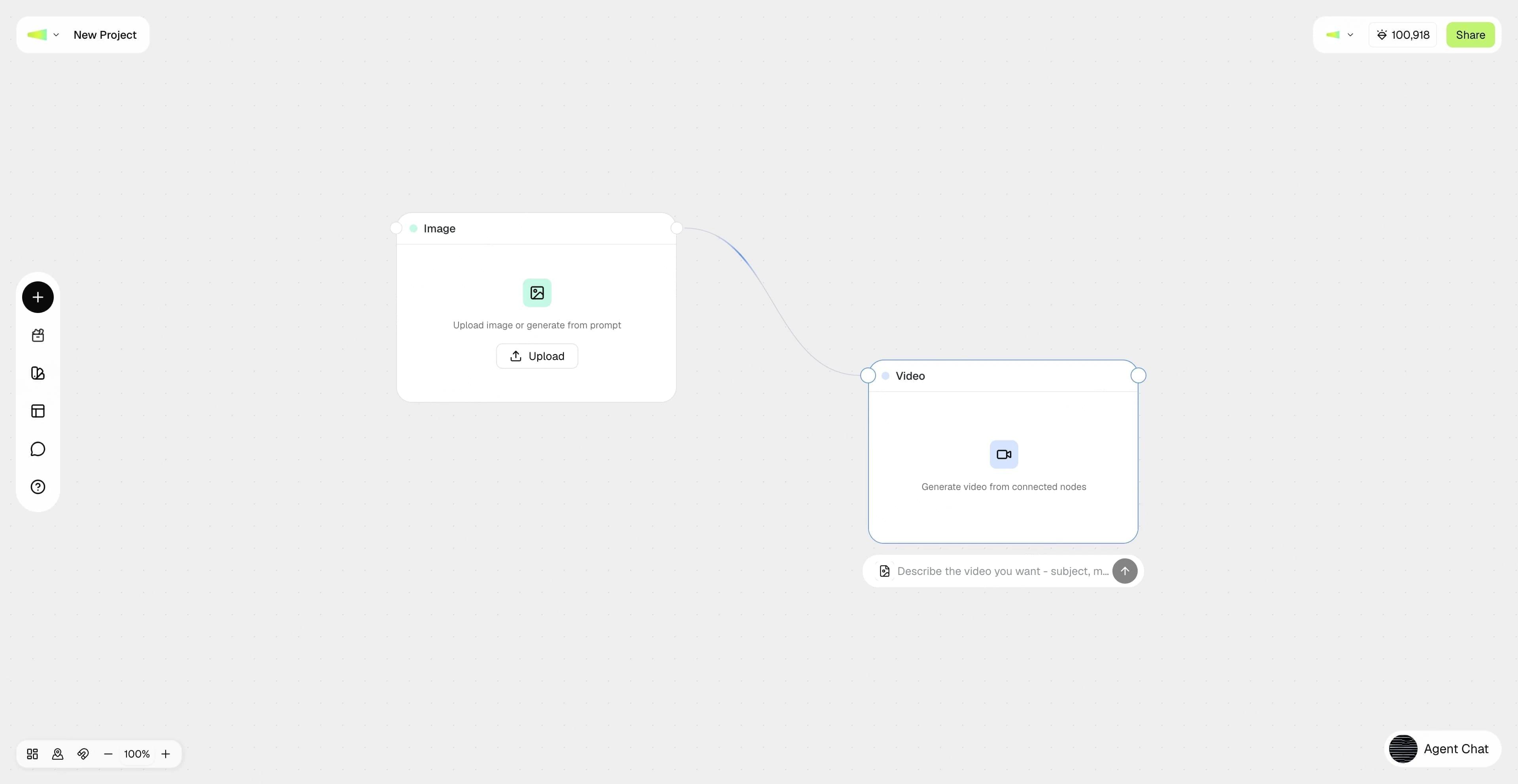 An Image node connected to a Video node