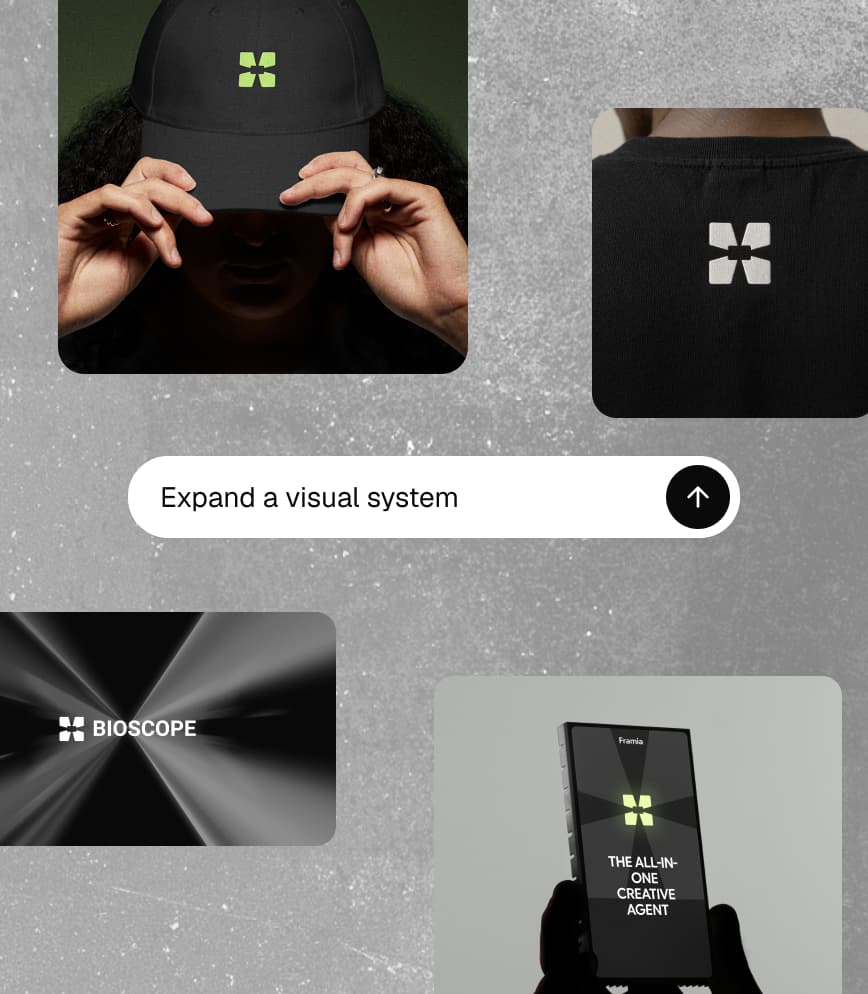 Kit de marca Bioscope aplicado a ropa, gráficos e imágenes de productos